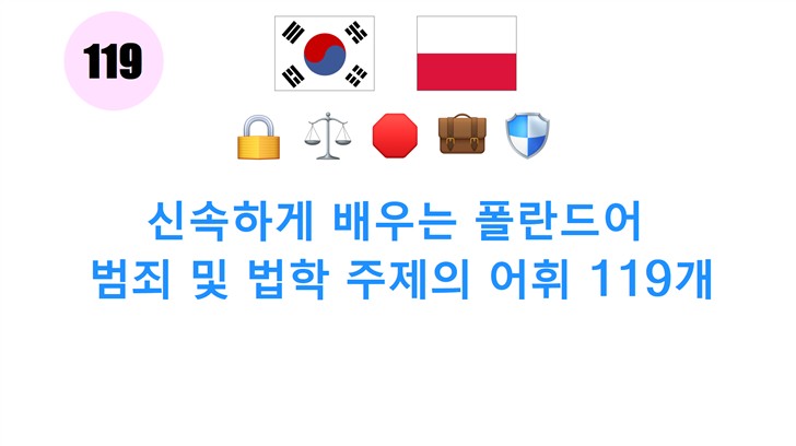 신속하게 배우는 폴란드어: 범죄 및 법학 주제의 어휘 119개